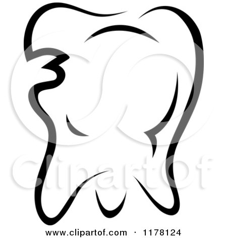 Clipart of a Black and White Molar Tooth 3 - Royalty Free Vector Illustration by Vector Tradition SM