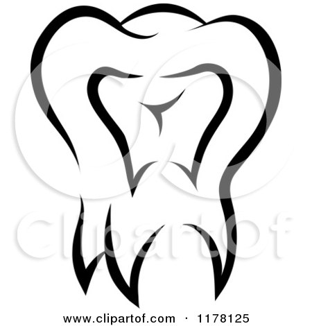 Clipart of a Black and White Molar Tooth 2 - Royalty Free Vector Illustration by Vector Tradition SM
