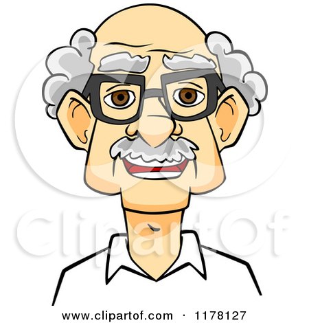 Clipart of a Happy Smiling Senior Caucasian Man with Glasses - Royalty Free Vector Illustration by Vector Tradition SM