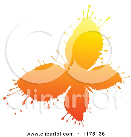 Clipart of an Orange Ink Splatter Butterfly - Royalty Free Vector Illustration by Vector Tradition SM