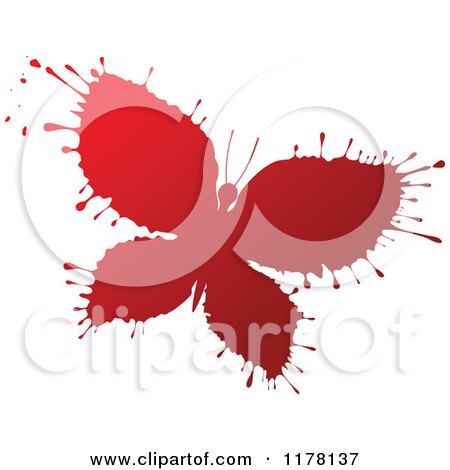Clipart of a Red Ink Splatter Butterfly 2 - Royalty Free Vector Illustration by Vector Tradition SM