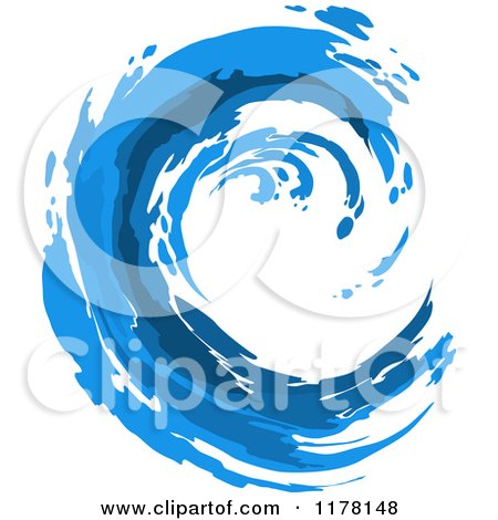 Clipart of a Blue Painted Curling Wave - Royalty Free Vector Illustration by Vector Tradition SM
