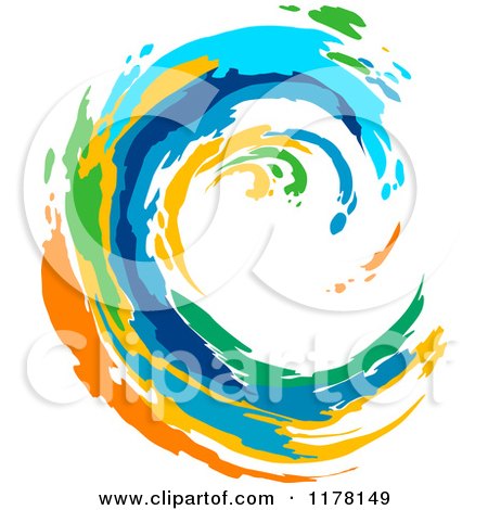 Clipart of a Colorful Painted Curling Wave - Royalty Free Vector Illustration by Vector Tradition SM
