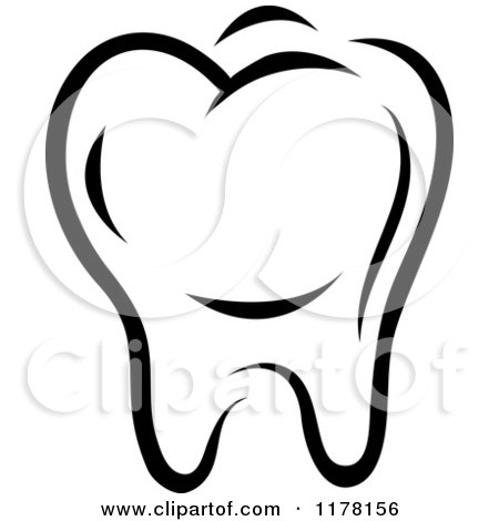 Clipart of a Black and White Molar Tooth 7 - Royalty Free Vector Illustration by Vector Tradition SM