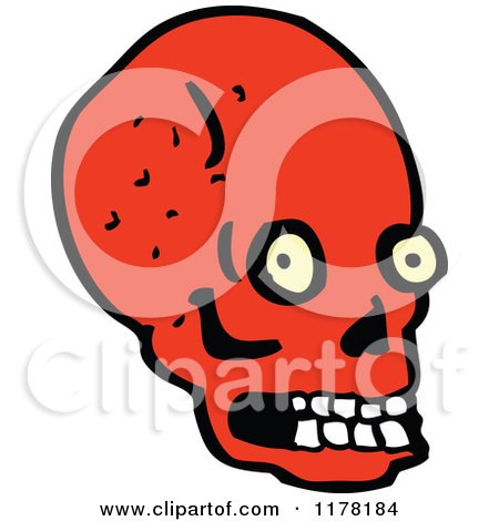 Cartoon of Red Skull - Royalty Free Vector Illustration by lineartestpilot