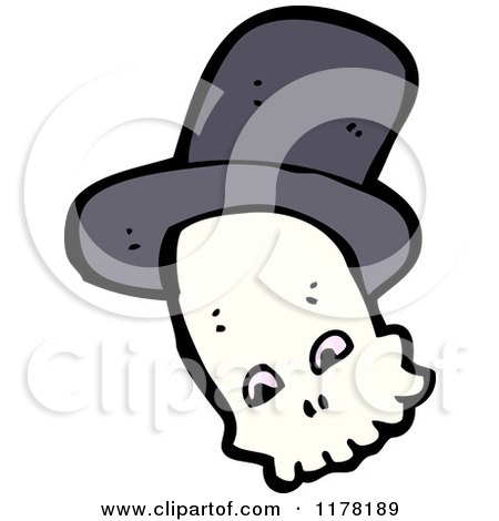 Cartoon of Skull Wearing a Top Hat - Royalty Free Vector Illustration by lineartestpilot