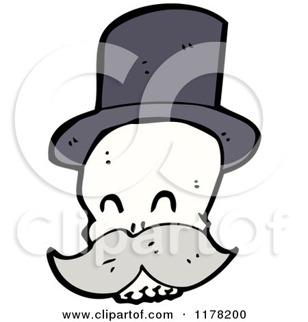 Cartoon of Skull Wearing a Top Hat and Mustache - Royalty Free Vector Illustration by lineartestpilot