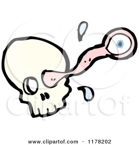 Cartoon of Skull with a Popped out Eyeball - Royalty Free Vector Illustration by lineartestpilot