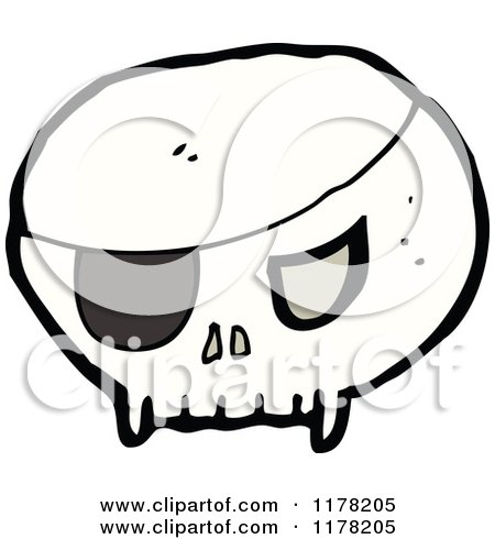 Cartoon of Skull with an Eyepatch - Royalty Free Vector Illustration by lineartestpilot