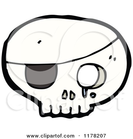 Cartoon of Skull with an Eyepatch - Royalty Free Vector Illustration by lineartestpilot