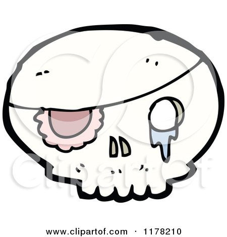 Cartoon of Skull with an Eyepatch and Slime - Royalty Free Vector Illustration by lineartestpilot