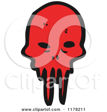 Cartoon of Red Oozing Skull - Royalty Free Vector Illustration by lineartestpilot
