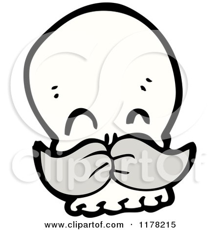 Cartoon of a Skull with a Mustache - Royalty Free Vector Illustration by lineartestpilot