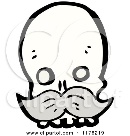 Cartoon of Skull with a Mustache - Royalty Free Vector Illustration by lineartestpilot