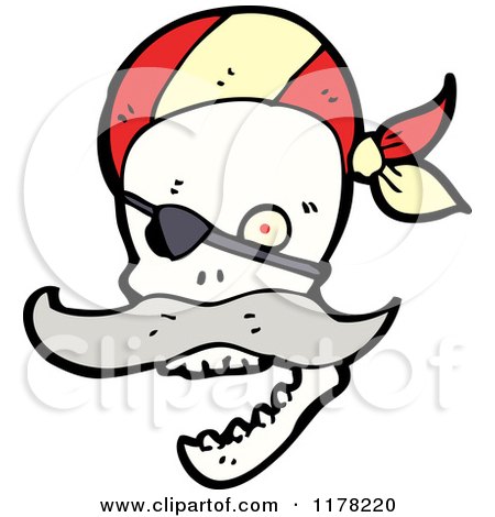 Cartoon of Pirate Skull - Royalty Free Vector Illustration by lineartestpilot