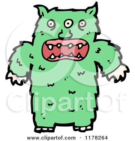 Cartoon of a Green Monster - Royalty Free Vector Illustration by lineartestpilot
