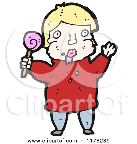 Cartoon of a Boy Holding a Lollipop - Royalty Free Vector Illustration by lineartestpilot