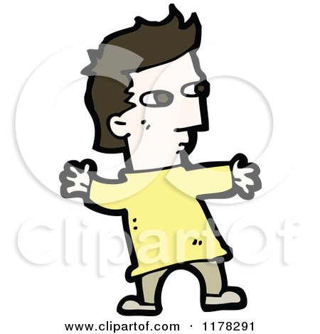 Cartoon of a Boy Wearing a Yellow Sweater - Royalty Free Vector Illustration by lineartestpilot