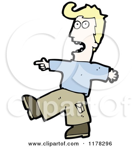 Cartoon of a Boy Pointing - Royalty Free Vector Illustration by lineartestpilot