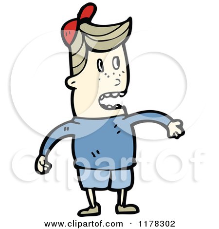 Cartoon of a Boy Wearing a Red Cap - Royalty Free Vector Illustration by lineartestpilot