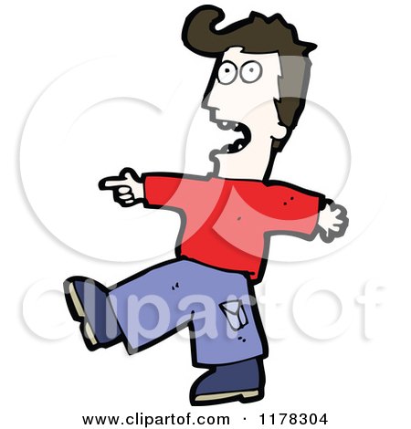 Cartoon of a Boy Pointing - Royalty Free Vector Illustration by lineartestpilot