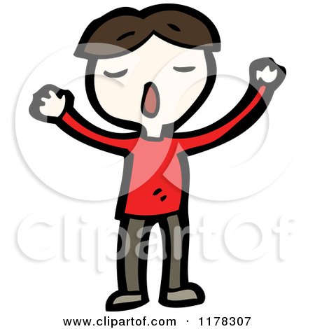 Cartoon of a Boy Wearing a Red Sweater - Royalty Free Vector Illustration by lineartestpilot