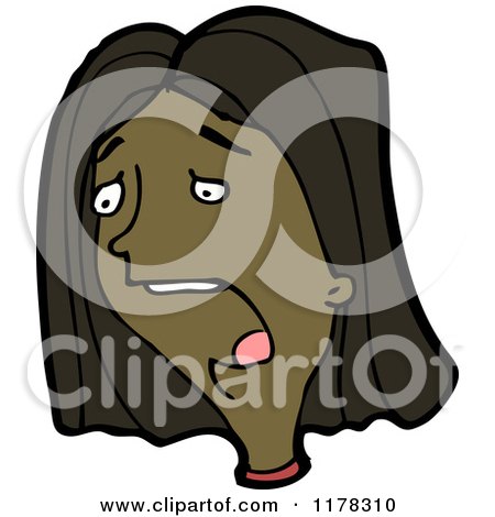 Cartoon of the Head of an African American Woman - Royalty Free Vector Illustration by lineartestpilot