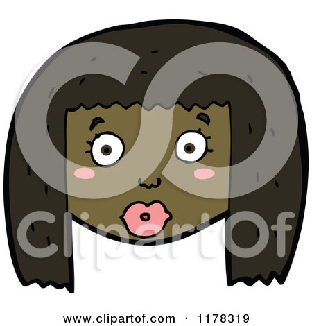 Cartoon of the Head of an African American Girl - Royalty Free Vector Illustration by lineartestpilot