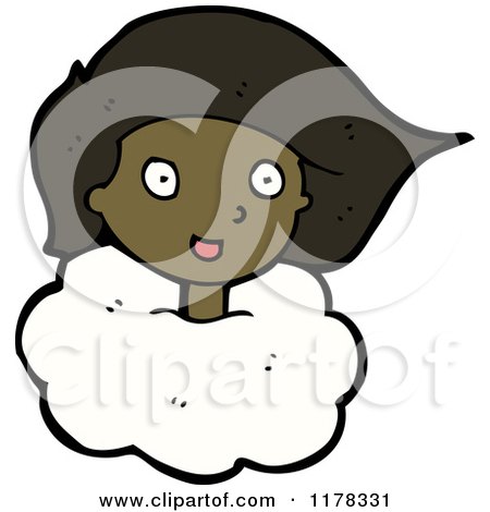 Cartoon of the Head of an African American Girl in a Cloud - Royalty Free Vector Illustration by lineartestpilot