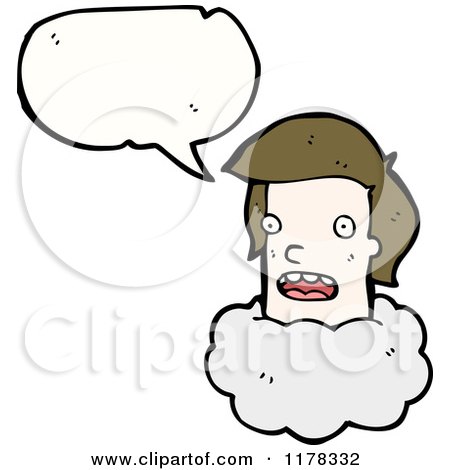 Cartoon of a Girl's Head in a Cloud with a Conversation Bubble - Royalty Free Vector Illustration by lineartestpilot
