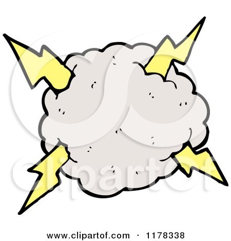Cartoon of a Cloud with a Lightning Bolt - Royalty Free Vector Illustration by lineartestpilot