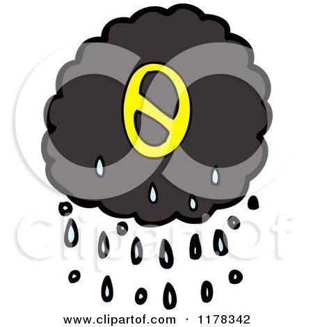 Cartoon of a Raincloud with the Number 0 - Royalty Free Vector Illustration by lineartestpilot