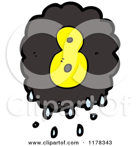 Cartoon of a Raincloud with the Number 8 - Royalty Free Vector Illustration by lineartestpilot