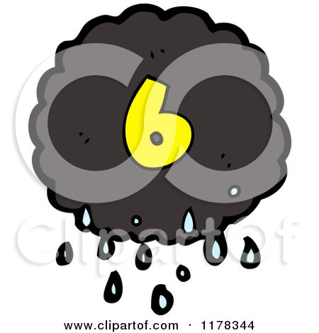 Cartoon of a Raincloud with the Number 6 - Royalty Free Vector Illustration by lineartestpilot