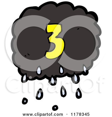 Cartoon of a Raincloud with the Number 3 - Royalty Free Vector Illustration by lineartestpilot