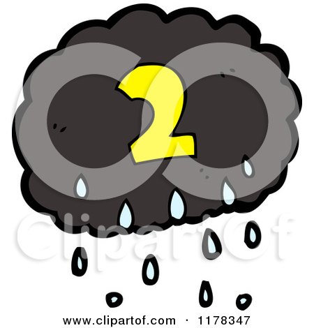 Cartoon of a Raincloud with the Number 2 - Royalty Free Vector Illustration by lineartestpilot