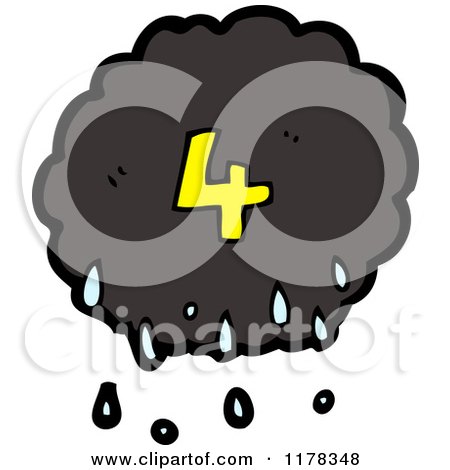 Cartoon of a Raincloud with the Number 4 - Royalty Free Vector Illustration by lineartestpilot