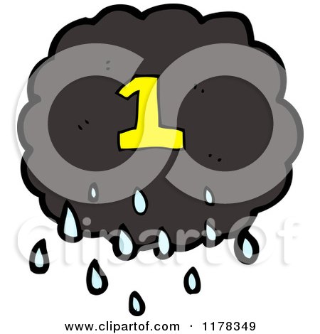 Cartoon of a Raincloud with the Number 1 - Royalty Free Vector Illustration by lineartestpilot