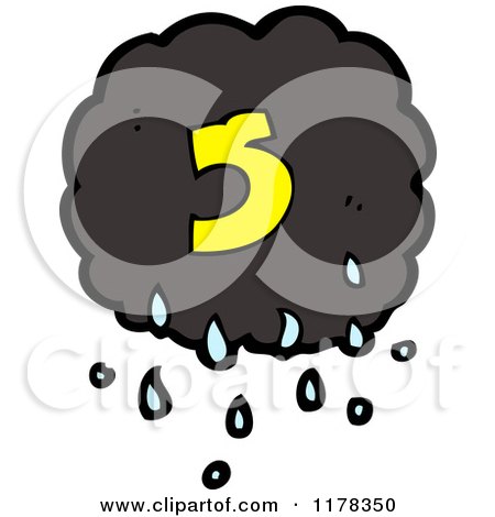 Cartoon of a Raincloud with the Number 5 - Royalty Free Vector Illustration by lineartestpilot