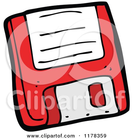 Cartoon of a Computer Floppy Disk - Royalty Free Vector Illustration by lineartestpilot