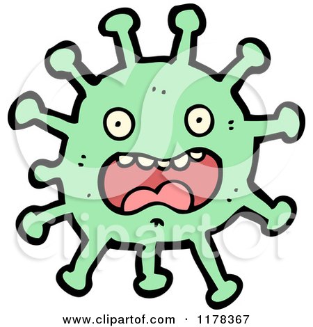 Cartoon of a Green Microbe - Royalty Free Vector Illustration by lineartestpilot
