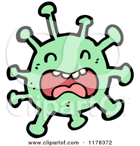 Cartoon of a Green Microbe - Royalty Free Vector Illustration by lineartestpilot