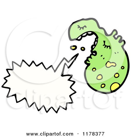 Cartoon of a Green Microbe with a Conversation Bubble - Royalty Free Vector Illustration by lineartestpilot