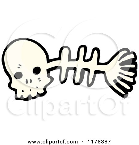 Cartoon of a Fish Skeleton - Royalty Free Vector Illustration by