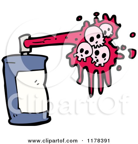 Cartoon of a Spray Paint Can with Pink Skull Paint - Royalty Free Vector Illustration by lineartestpilot