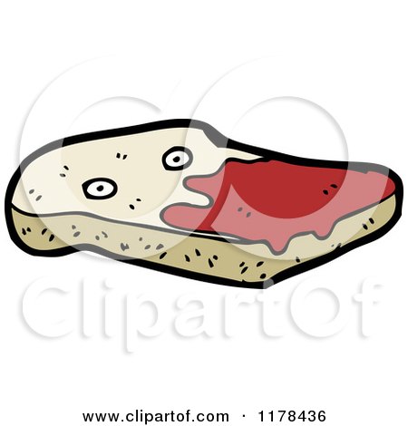 Cartoon of a Slice of Bread with Jam - Royalty Free Vector Illustration by lineartestpilot