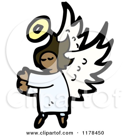 Cartoon of an African American Angel - Royalty Free Vector Illustration by lineartestpilot
