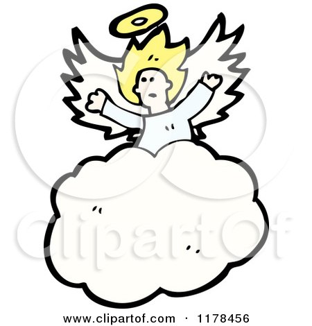 Cartoon of an Angel in the Clouds - Royalty Free Vector Illustration by lineartestpilot