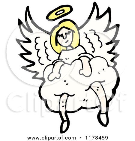Cartoon of an Angel in the Clouds - Royalty Free Vector Illustration by