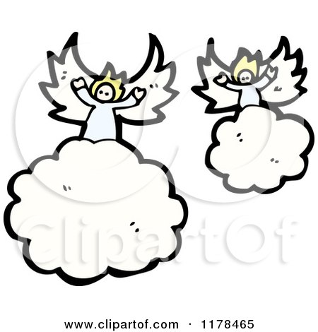 Cartoon of Angels in the Clouds - Royalty Free Vector Illustration by lineartestpilot